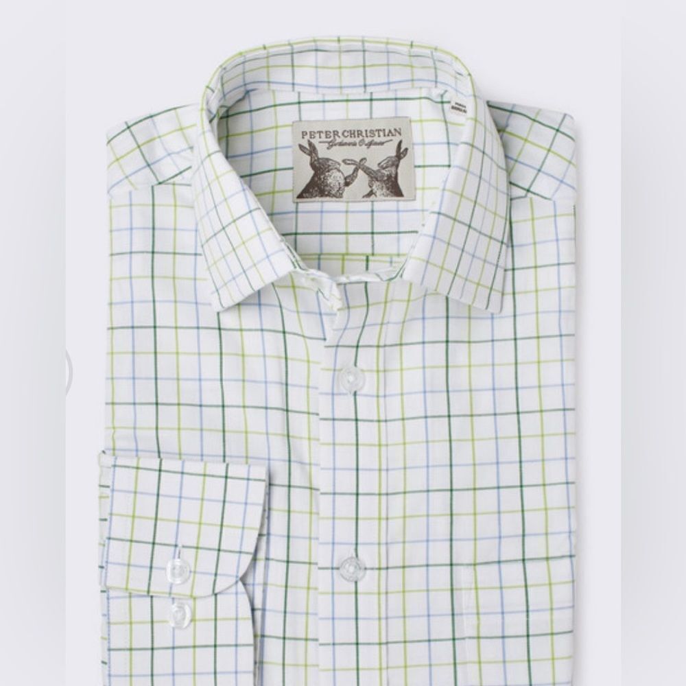 Peter Christian Green County‎ Tattersall Shirt Green M NWT IN PACKAGING
